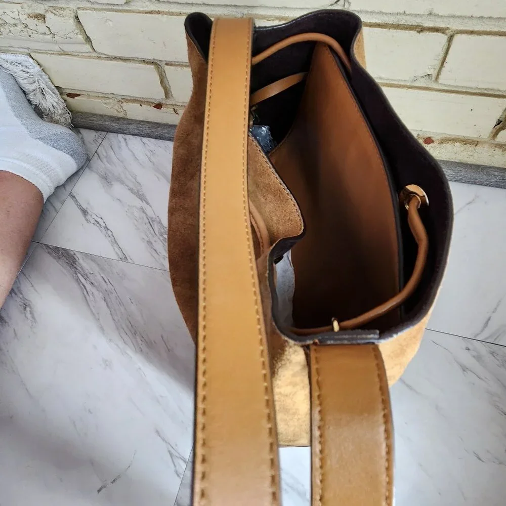 Nwot Michael Kors Cary Brown Suede & Leather w/Pouch Crossbody Bag Purse